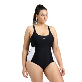 Arena Feel Women's Panel Control Pro Back Plus Size One Piece Swimsuit Chlorine Resistant MaxFit Bathing Suit, Black/White, 20W-22W