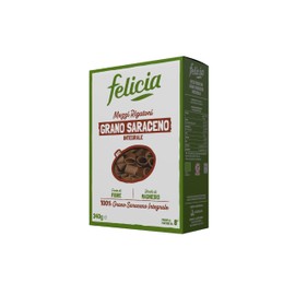 Felicia, Mezzi Rigatoni di Grano Saraceno Integrale, Ricca di Magnesio, Ricca di Manganese, Fornte di Fibre, Senza Glutine, Bio, Vegan, Gusto Deciso, Confezione da 340 g