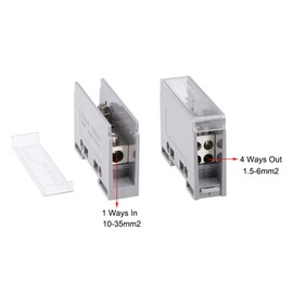 uxcell 1 in 4 Out DIN Rail Terminal Blocks 690V Connectors Distribution Block