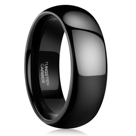 Zoesky 8mm Tungsten Wedding Band Ring for Men Black Gold Plated Domed High Polish Comfort Fit Size 6-15 (Black, 10)