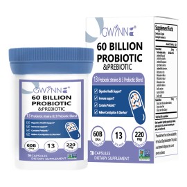 Gwynne Probiticos 60 Billion De Ucf 70 Cpsula,13 Strains  3 Prebiticos Mezcla,salud Inmune,digestiva E Intestinal - Apoya El Estreimiento,la Diarrea  