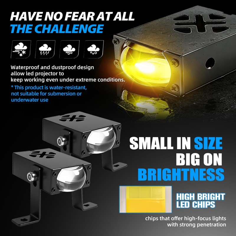 BraveWAY Mini Grill Driving Lights, Projector Fog Lights for Car/Truck/OffRoad/UTV/ATV/Motorcycle,