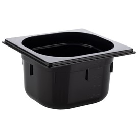 APS 82077 GN 1/6 Container, Gastronorm Container, Polycarbonate, Dimensions 160 x 160 mm/Height 100 mm/Volume 1.5 Litres, Black