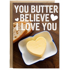 Hippowarehouse You butter believe I love you Birthday Card Funny with envelope Cards for Men and Women Valentines partner wife husband anniversary