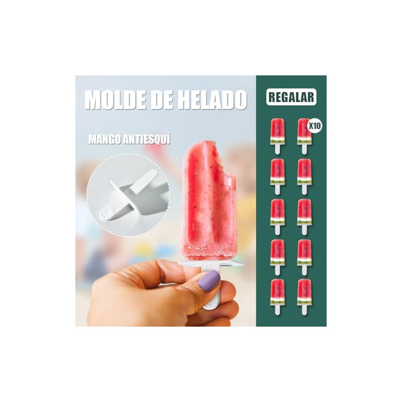 Moldes de silicona para Paletas de Hielo,10 Cavidade Moldes para