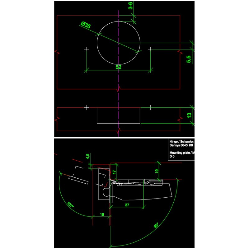 Hettich Sensys 8645i TH52 110° Corner Stop Hinge with Integrated