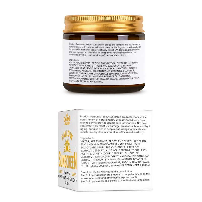 Beef Tallow Sunscreen SPF 50+ 100% Organic Grass-Fed Beef Tallow