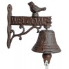 Unbranded Small Bird Welcome Dinner Bell With Vines Cast Iron