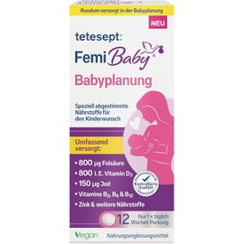 tetesept Femi Baby Baby Planning 1 x 84 Tablets - Dietary Supplement for Women to Support in Desiring Children - Special Nutrients with Folic Acid, Vegan