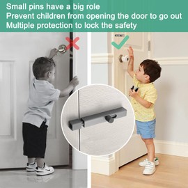 ANTEISI Gear Handle French Door Lock,Door Locks Latch Barrel Bolt Latch,Dead Bolt Locks for Doors Inside,Door Safety Locks from Inside Bathroom Stall Lock Slide Locks for Inside Door(Grey)