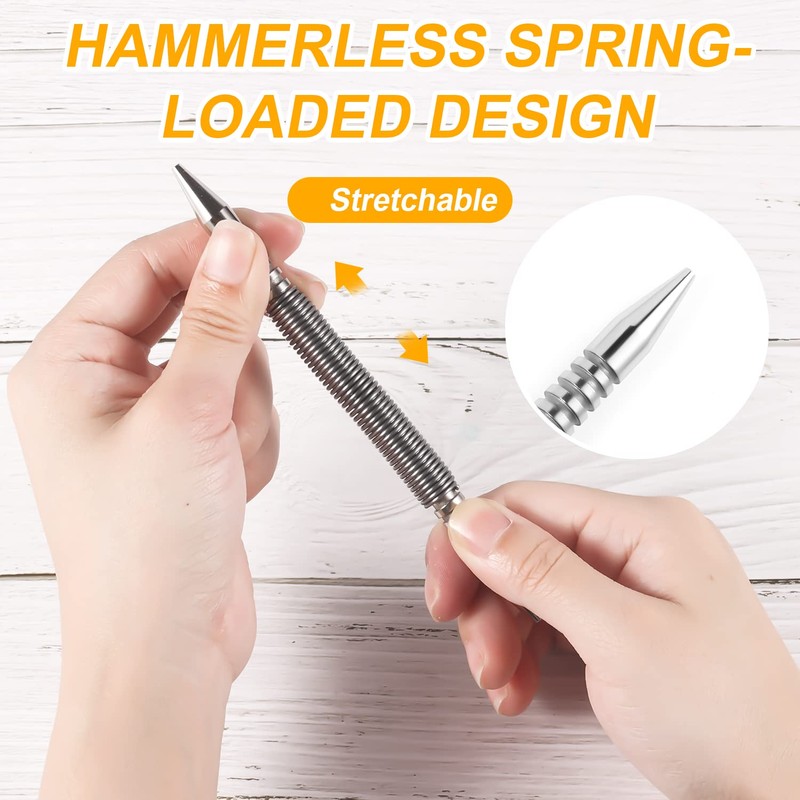 2pcs Dual Head Nail Setters, (1/32-1/16 Inch) (3/32-1/8 Inch) Spring