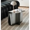 Modern Stainless Steel Side Table,Minimalist Storage Coffee Table(Silver)