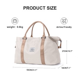 Sport Travel Duffle Bag Gym Tote Bag for Women Weekender Carry on Bags for Airplane Ladies Beach Overnight Waterproof Hospital Luggage Bag with Wet Pocket Lightweight Version,G7- Beige Brown
