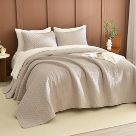 Lady Ann Oversized King Bedspreads Set for 120x120 Extra Bed, Wheat Leaves Print Summer Lightweight California King Quilt Coverlet Ultra Soft Luxurious Thin Comforter Bed Cover