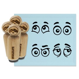 Cartoon Eyes Tired Raised Open Happy Rubber Stamp Set for Stamping Crafting Planners - 1/2 Inch Mini
