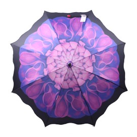 Susino 7116 Romantic Automatic Umbrella with Flowers, Women's Umbrella, Lady Flower Umbrella (Overlook, Cover Stitch), purple