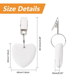 MOROBOR Tablecloth Weights Clips, 6pcs Tablecloth Weights Heart Shape Stone Table Cloth Weights Metal Clip for Outdoor Picnic Family Dinner Table Decoration (White)