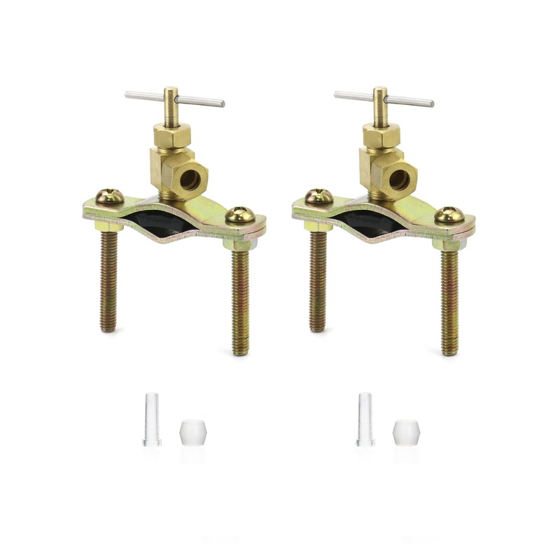 QWORK Self-Tapping Saddle Valve, Pack of 2, Copper Needle Valve