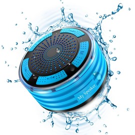 ISMMIK Bluetooth Shower Speaker, Waterproof Portable Wireless Speaker IP7 Speaker 360° Surround Sound, LED Light, Bulit-in Mic, Bathroom Speaker with Suction Cup for Bathroom, Outdoor, Party, Travel