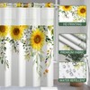 NAEMBCU No Hook Sunflower Shower Curtain with Snap in Liner
