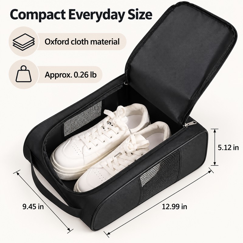 Golf Shoe Bag for Travel, Breathable Oxford Shoe Carrier with