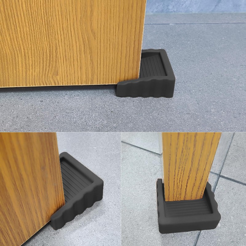Rubber Door Stoppers Wedge,Bidirectional Door Stops,Small Size Cube Doorstop,Black，2Pack