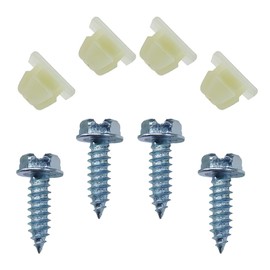 DUSCOKE License Plate Screw Kit, Stainless Steel Self Tapping Bolts Nylon Screw Inserts for Securing License Plate Frame or Cover on Cars, Rust-Proof Nylon Screw Retainer Fasteners (Chrome Plated)