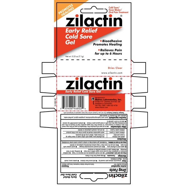 Zilactin Cold Sore Relief Gel - .25 oz (7.1 g), Pack of 4