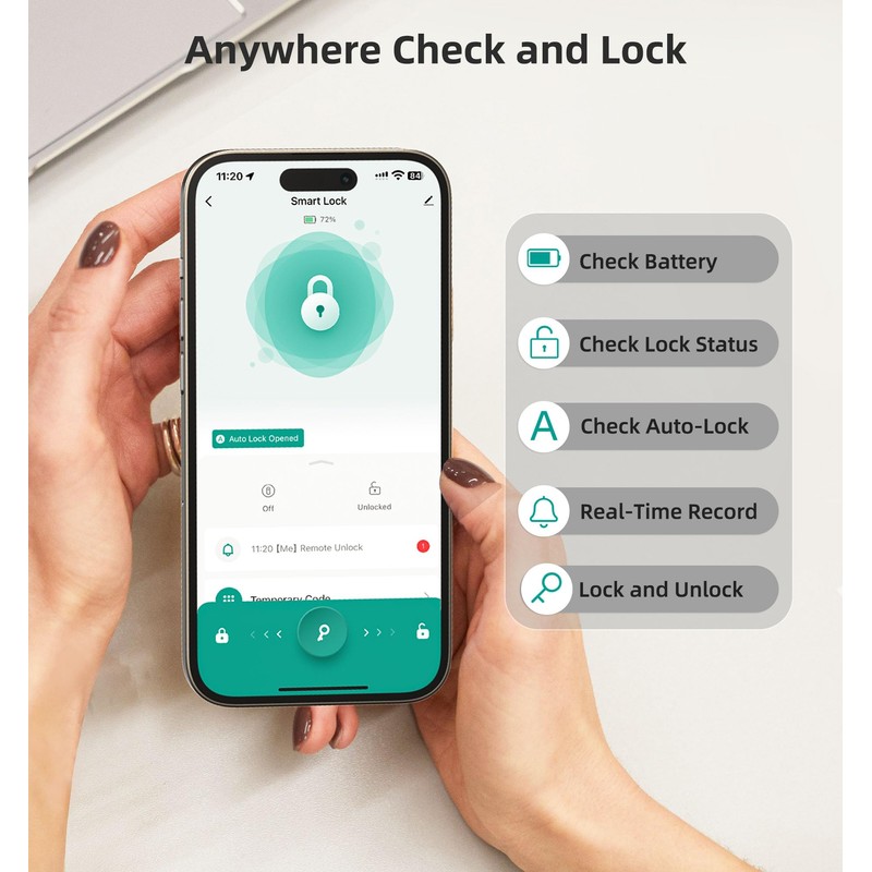 WiFi Deadbolt Smart Lock Fingerprint - HEANTLE Keyless Entry Front