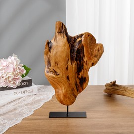 THY COLLECTIBLES Irregular Handcarved Root Wood Sculpture, Wood Tabletop Abstract Standing Sculpture for Home Decor Natural Edge Tabletop Statue (Large)