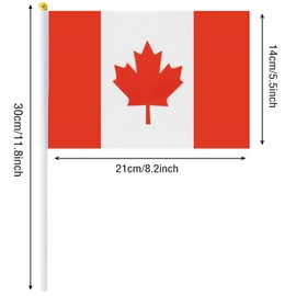 30 Pack Small Canada Flag, Handheld Canadian Flags with Plastic Sticks, Mini Canada Flag for Outdoor Parades, National Day Celebration Party Decorations, 5.5x 8.3inch/21 x 14 cm