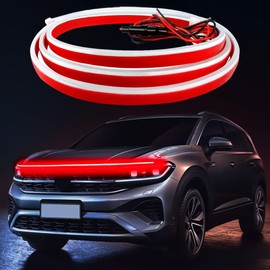 Car Hood Light Strip,Dynamic Car LED Strip Light,70 Inches Car LED Strip Light,Exterior Flexible Daytime Running Light Strip for Cars,Truck,SUV(Red)