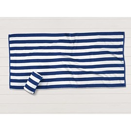 100% Cotton Beach Towel, Pack of 2 Beach Towels Set, Cabana Stripe Pool Towels, Oversized Beach Towels for Adults (36" x 72”), Highly Absorbent, Large Beach Towels, Quick Dry Towel - Blue