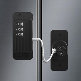 KIZZHISI Refrigerator Lock (1 Pack), Heavy Duty Combination Fridge Lock, for Fridge, Cabinets, Drawers, Window and Child Safety Cabinet Lock, Strong Non-Marking Adhesive No Drilling (Black)