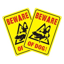 Goodvia Beware of Dog Sign Outdoor Metal Reflective 8 x 12 Inches, Durable Rust Free Aluminum, Weather Resistant, Warning Dog Sing for Fence Door or Gate (2 Pack)