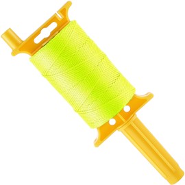 Threlaco Mason Line with Handle, Twisted 540 FT #18 Reloadable Line Reel, Braided Nylon Twine for Gardening or Masonry Tools, Construction Twine for A String Level, Outdoor Kite String(Yellow)