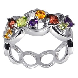 Orchid Jewelry 925 Sterling Silver Promise Rings For Women - Delightful 0.16 Carats Yellow Citrine, Red Garnet Gemestone