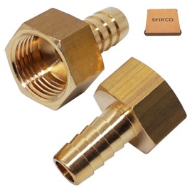 SKIR'CO 2 pcs Female Thread Barb Brass Fitting 1/2" x 12 mm, Hose Barbed Adapter, Hose Tail Connector, BSP Thread