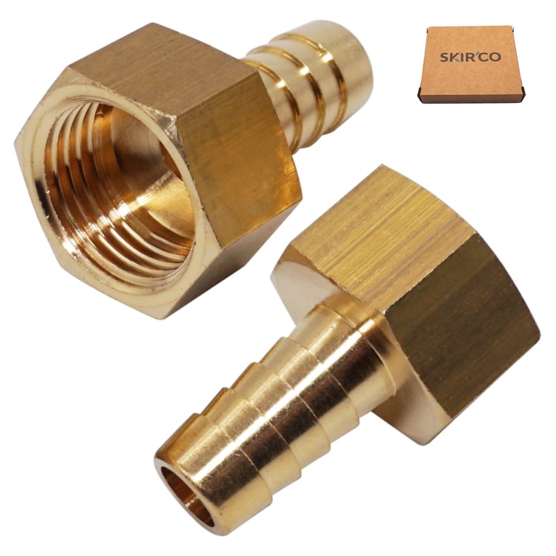 SKIR'CO 2 pcs Female Thread Barb Brass Fitting 1/2" x