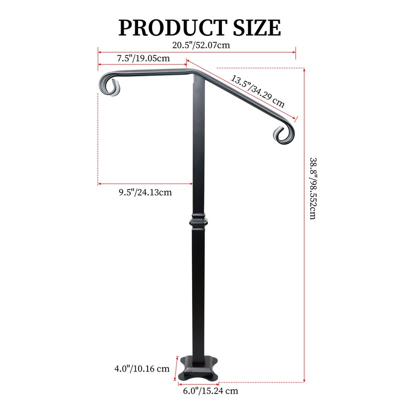 Handrail Railing, Single Post Handrail, Stair Railing for Concrete, Sturdy