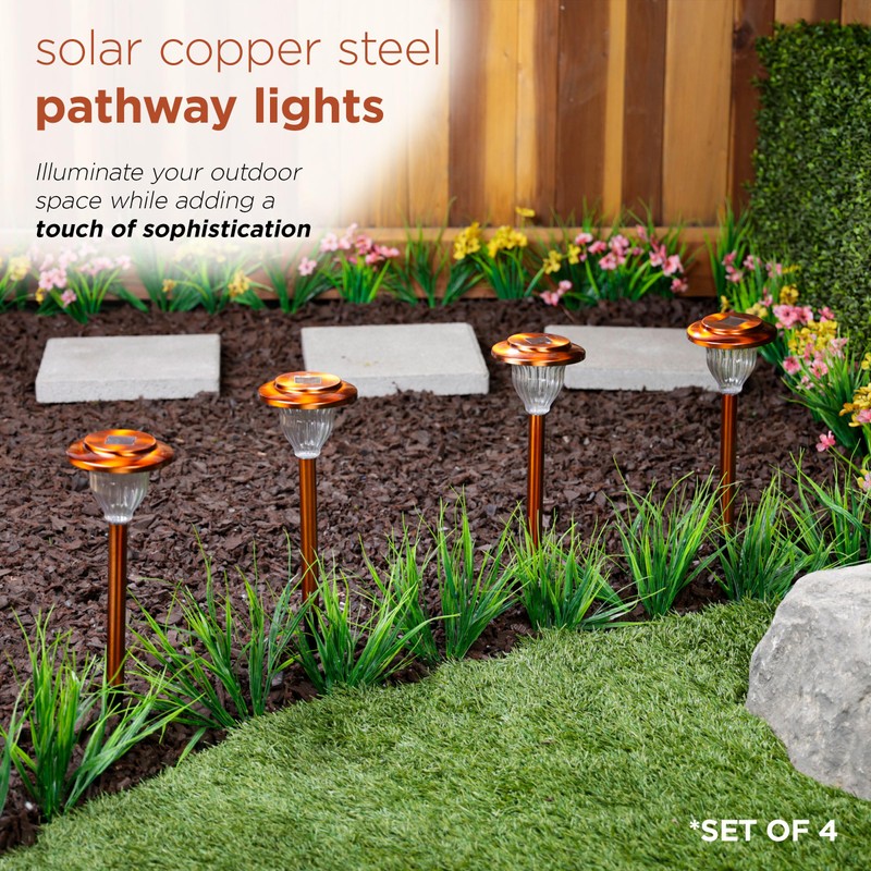 Alpine Corporation LBM174SLR-4 Solar Copper Stainless Steel Pathway LED Lights,