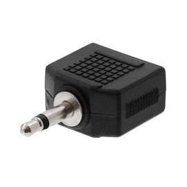 Cmple - 3.5mm Mono Male to 2X 3.5mm Mono Female Coupler, 3.5mm Mono Plug to 2X 3.5mm Mono Jack Adapter, Audio Jack for Headphones - Black