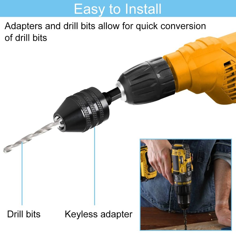 EATBALE Keyless Drill Chuck Adapter 0.3-6.5 mm and 0.3-3.6 mm