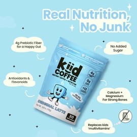 Kiid Coffee - 99.9% Caffeine-Free Organic Coffee for Kids - As Seen on Shark Tank - 12 Vitamins & Minerals, 4g Prebiotics, 0g Sugar - Non-GMO & Gluten-Free - Healthy Snack - Original - 30 Servings