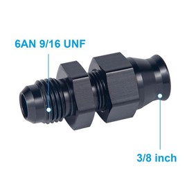 Breezliy 6AN Male Flare to 3/8" Fuel Hardline Tube Fitting Adapter Straight Connector Aluminum Alloy Black Anodized 2PCS