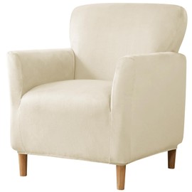 Gollense Banquet Armchair Slipcover Luxury Velvet Chair Slipcovers with Arms Stretch Chair Covers for Living Room Soft Club Chair Cover Anti Slip Dog Pet Friendly Furniture Protector (Beige)