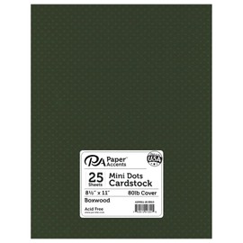 PA Paper Accents Mini Dots Cardstock 8.5" x 11" Boxwood, 80lb Colored cardstock Paper for Card Making, Scrapbooking, Printing, Quilling and Crafts, 25 Piece Pack