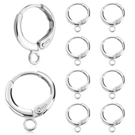 10Pcs 925 Sterling Silver Lever Back Earring Hooks for Jewelry Making Hypoallergenic French Leverback Earwire with Loop Round Leverback Earring Hooks Ear Wire Connector for DIY Jewelry Making Supplies