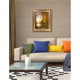 DECORARTS - Indian Summer, William Trost Richards Classic Art. Giclee Print on Canvas with matching Golden-relief Framed Wall Art. 16x20 Total with Framed size: 20.5x24.5