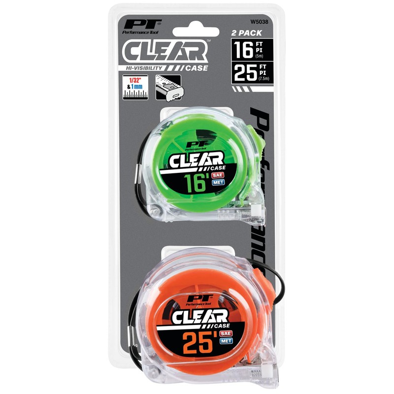 Performance Tool W5038 Clear Tape Measure Set - 16ft. x